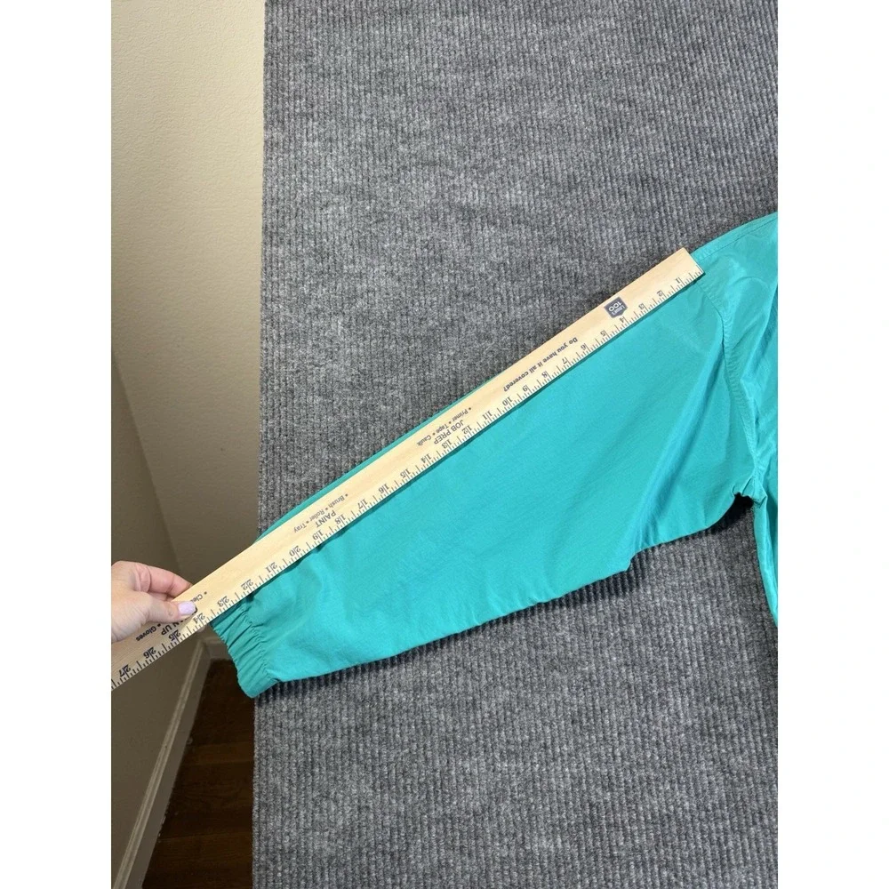 Vintage Starbus Men's Teal Windbreaker Jacket Embroidered Collared Zip-Up Size M